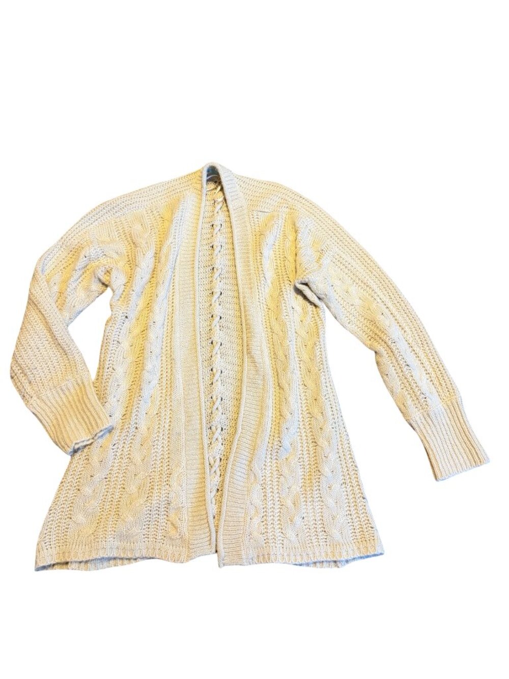 Maurices Long-Length Open-Front Cardigan Sweater Cream Stretch Size Small